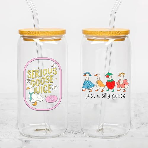 2 Pcs UV DTF Cup Wraps for 16 oz Glass - Cute Goose Decals