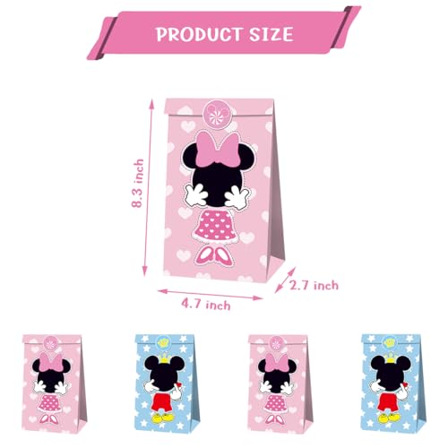 12Pcs Mouse Party Bags with Stickers - Birthday Favor Supplies