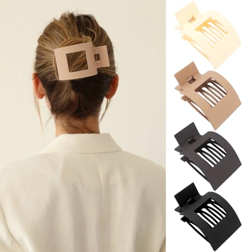 VELSCRUN Flat Hair Claw Clips - Matte Large Non-Slip Hair Accessories for Thick and Thin Hair