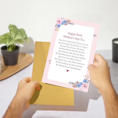 First Mother's Day Card from Baby - Romantic Poem Greeting Card for New Mom