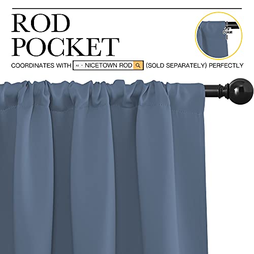 NICETOWN Blackout Curtains - 34" x 72" Stone Blue Thermal Insulated Drapes