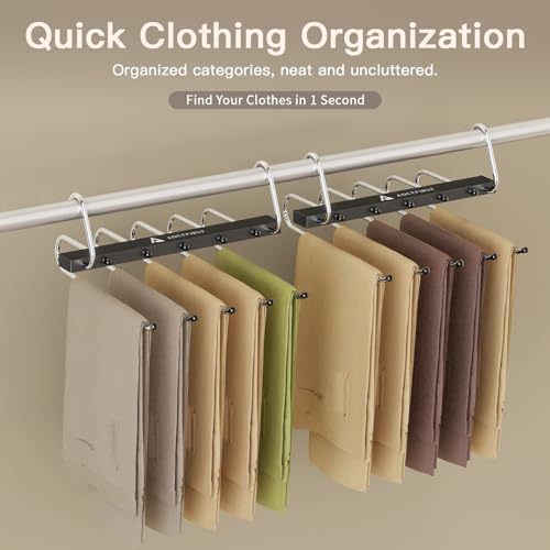 5-Tier Space Saving Pants Hangers - 2 Pack Black Closet Organizer