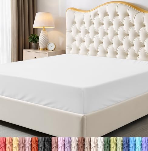 Utopia Bedding Twin XL Fitted Sheet - Ultra Soft White, 15 Inch Deep Pocket