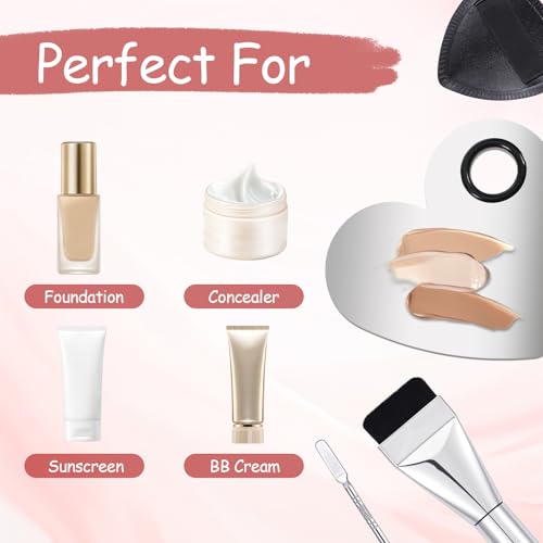 Makeup Mixing Palette Set with Foundation Brush and Spatula Stainless Steel
