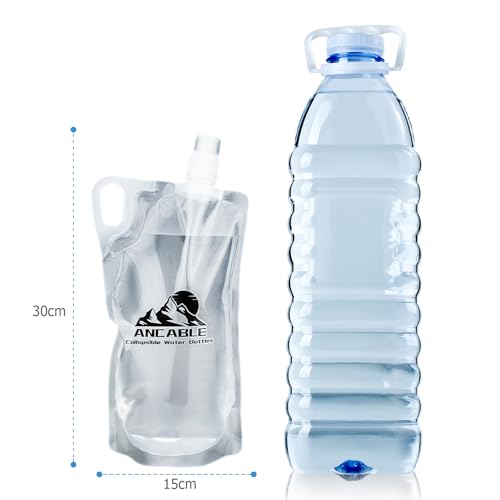 Ancable 1L Collapsible Water Bottles - 3-Pack Reusable Travel Gear