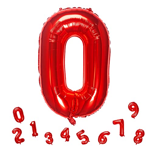 32 Inch Red Number 0 Foil Balloon for Birthday Party Decoration