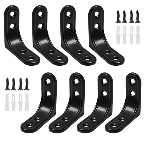 BokWin 2 Inch Black Steel L Brackets - 8 Pack Set