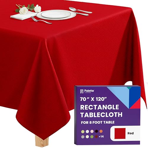 Gee Di Moda Rectangular Tablecloth 70 x 120 Inches Red for 6-8 Foot Tables - Heavy Duty Washable Fabric for Events