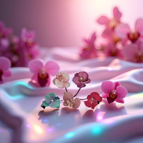 5Pcs Artificial Orchid Hair Clips Silk Phalaenopsis Barrettes