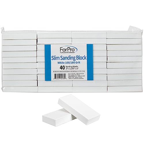 ForPro Slim Nail Sanding Block 100/180 Grit, 40-Count