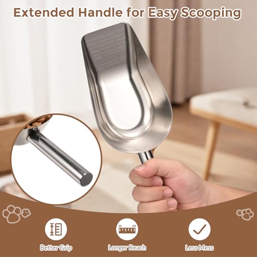 304 Stainless Steel Dog & Cat Food Scoop - 1 Cup Measuring Tool