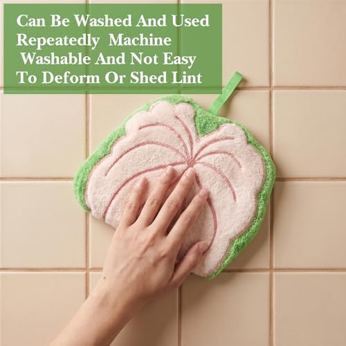 Adorable 2-Piece Coral Fleece Hand Towel Set - Monstera & Flower Design
