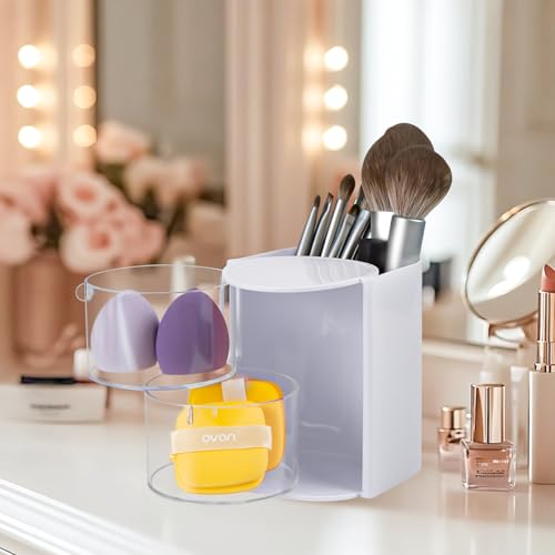 Luscinia 2-Layer Hair Accessories Organizer with Brush Holder - White