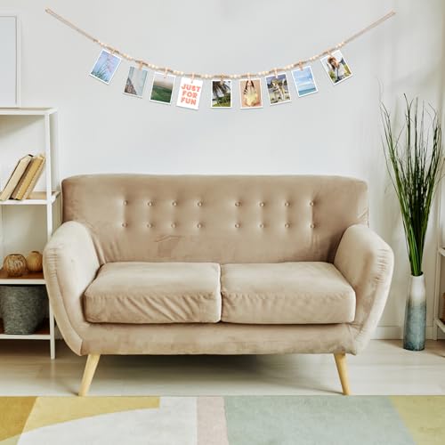 Boho Hanging Photo Display with Clips - 3 Pack Wooden Bead Garland