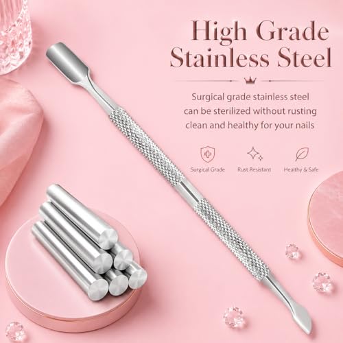 Burax Stainless Steel Cuticle Pusher & Gel Nail Scraper Tool
