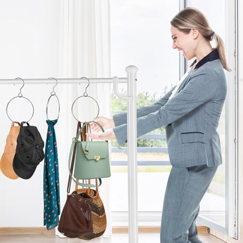 Harhana 2-Pack Chrome Belt Organizer for Closet - Space-Saving Ring Hanger