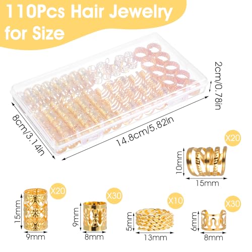 Ouligay 100Pcs Gold Hair Cuffs & Charms for Braids and Dreadlocks