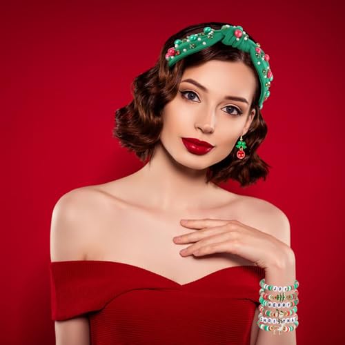 Semato 9-Piece Christmas Accessory Set with Headband, Earrings & Bracelets