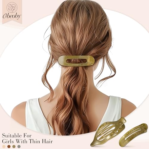 Flat Hair Claw Clips 8 Pcs Set - Non-Slip Matte Lay-Flat Hair Barrettes