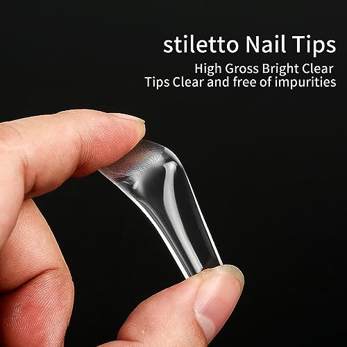 Extra Long Clear Square Nail Tips 240 Pcs Acrylic False Nail Kit