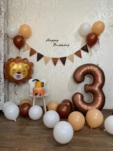 3 Brown Birthday Number Balloon - 40 Inch Foil Party Decoration