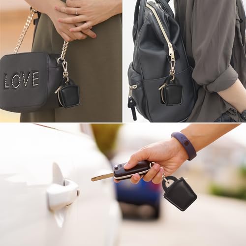 KUKUVR Travel Jewelry Ring Holder Box with Keychain - Black