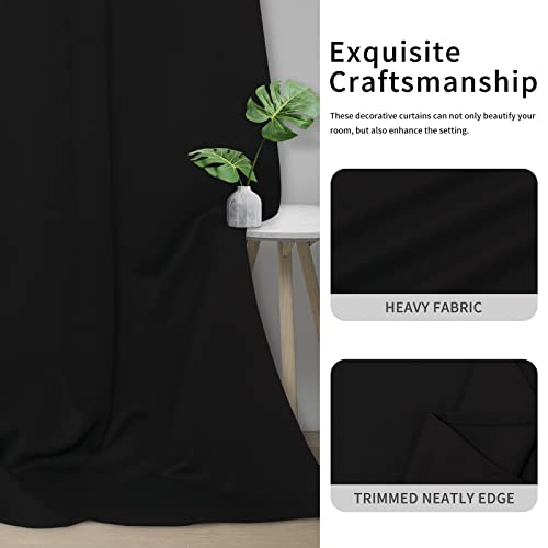 Easy-Going Thermal Blackout Curtains, 2 Panels 46x84 in, Black
