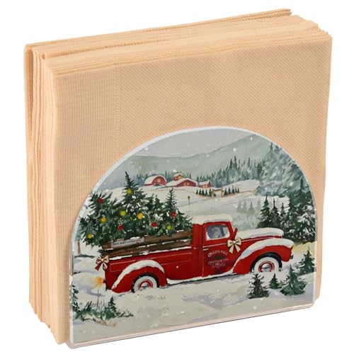 Acrylic Christmas Truck Napkin Holder - Winter Table Decor