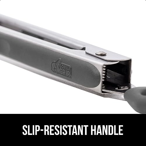 GORILLA GRIP Kitchen Tongs Set - Stainless Steel, 7" & 9", Gray