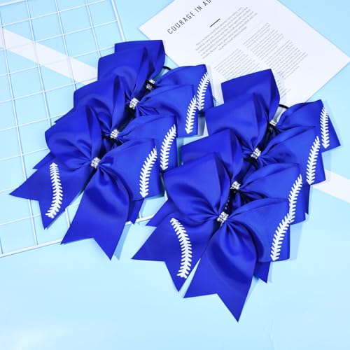 Aileam 8-Inch Softball Cheer Bows 8-Pack Hair Bow Ponytail Holders