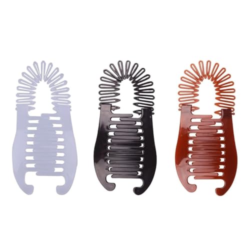 ZLmoue 3Pcs Colorful Interlocking Plastic Banana Hair Clips