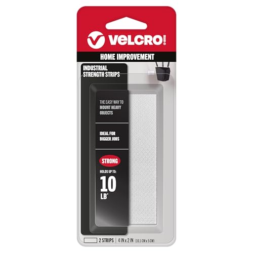 VELCRO Brand Industrial Strength Strips, 4 x 2 Inch, White, 2 Sets