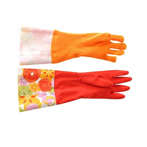 Treenewbid Waterproof Kitchen Cleaning Gloves with Warm Lining, 2 Pairs