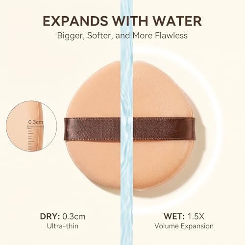 Leather-Surfaced Powder Puffs 3PCS Soft Makeup Sponge for Liquid and Cream Foundation
