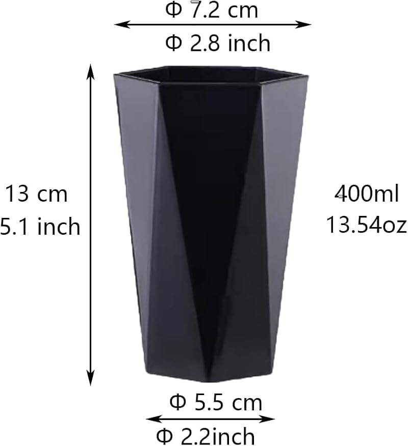 RabyLeo Geometric Plastic Bathroom Tumbler Set, 280ml - Black & Off White