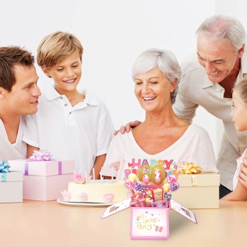 Gosknor 60th Birthday Pop Up Card - 3D Multicolored Boxed Card with Envelope