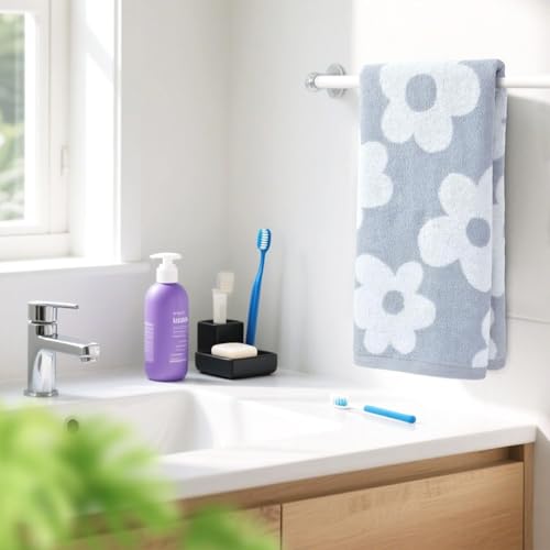 Dusty Blue Floral Hand Towels Set of 2 - Jacquotha Bathroom Towels