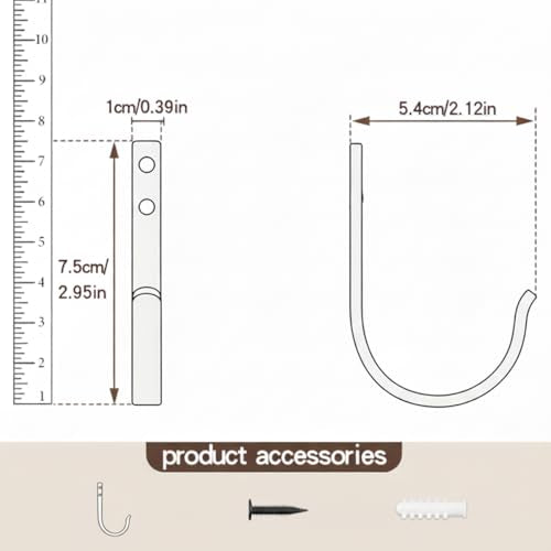 YUPENLAI 3 Pack Wall Hooks - Heavy Duty Metal Hooks, 22 LB Capacity, for Coats, Bags, Towels, Black