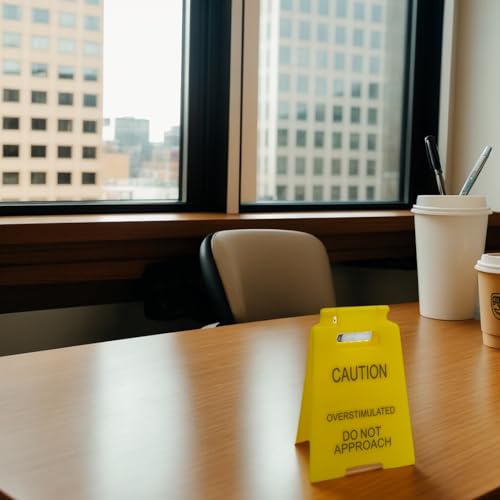 Caution Overstimulated Desk Sign - Humorous Office Decor