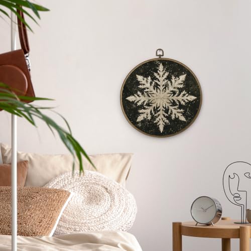 Moody Vintage Christmas Snowflake Framed Wall Art 10x10 inches - Winter10