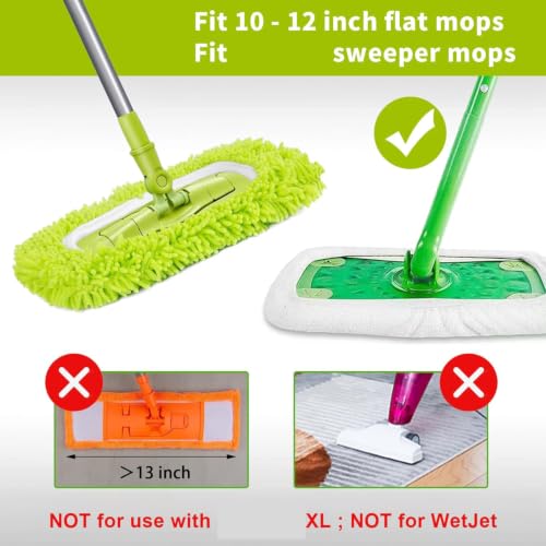 5 Pack Reusable Microfiber & Chenille Mop Pads for Wet & Dry Floor Cleaning