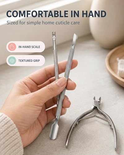 Plamyi Cuticle Trimmer and Pusher Set - Stainless Steel Manicure Pedicure Tools