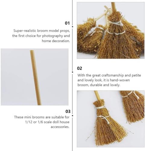 10 Miniature Witch Broomsticks - Halloween Fairy Garden Decor