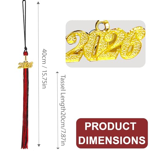 2026 Graduation Tassel with Gold Charm - Red and Black Rayon Cap Accessory