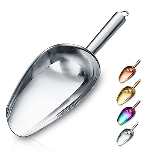 Berglander 6oz Stainless Steel Ice Scoop - Heavy Duty Metal Silver Scooper