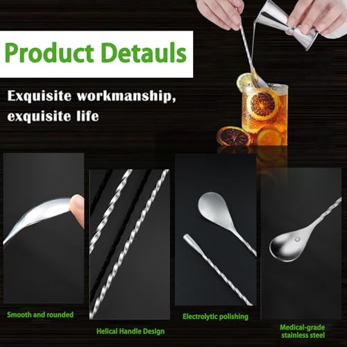 ABK 6PCS 12-Inch Bar Spoon Set for Cocktails & Iced Tea
