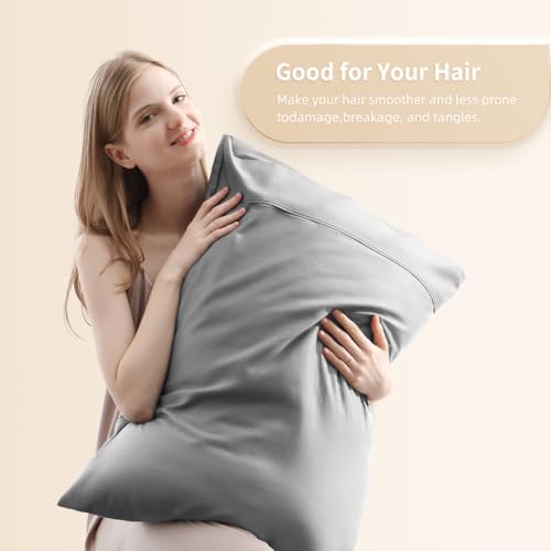 Cooling Bamboo Pillowcases, Soft Viscose with Envelope Closure, 2 Pack - Light Grey