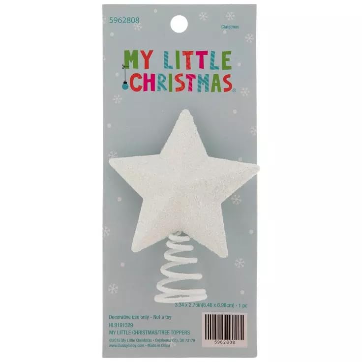 Glitter Star Miniature Tree Topper - White, 3.34 x 2.75 Inches