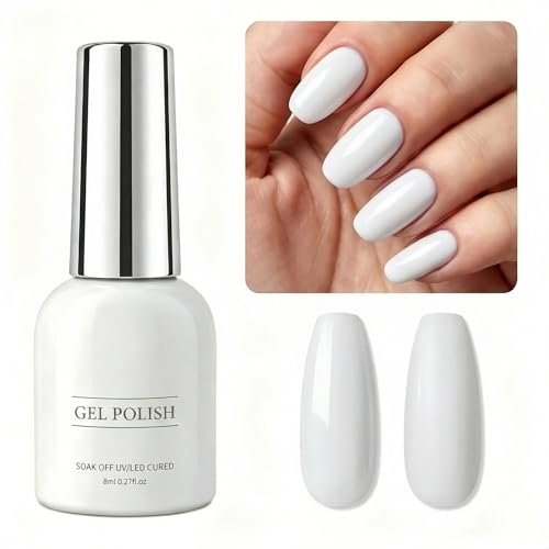 Finenohoory White Gel Nail Polish 8ml UV LED Soak Off Long Lasting