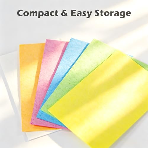 Cellulose Kitchen Sponges 6 Pack - Eco-Friendly, Absorbent & Non-Scratch Cleaning